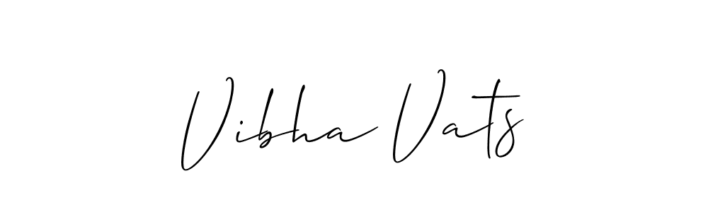 The best way (Allison_Script) to make a short signature is to pick only two or three words in your name. The name Vibha Vats include a total of six letters. For converting this name. Vibha Vats signature style 2 images and pictures png