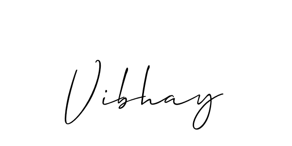 Use a signature maker to create a handwritten signature online. With this signature software, you can design (Allison_Script) your own signature for name Vibhay. Vibhay signature style 2 images and pictures png