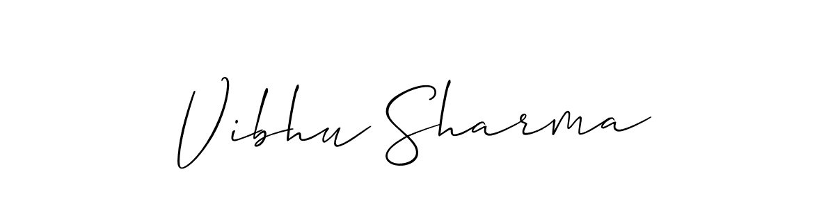 Allison_Script is a professional signature style that is perfect for those who want to add a touch of class to their signature. It is also a great choice for those who want to make their signature more unique. Get Vibhu Sharma name to fancy signature for free. Vibhu Sharma signature style 2 images and pictures png