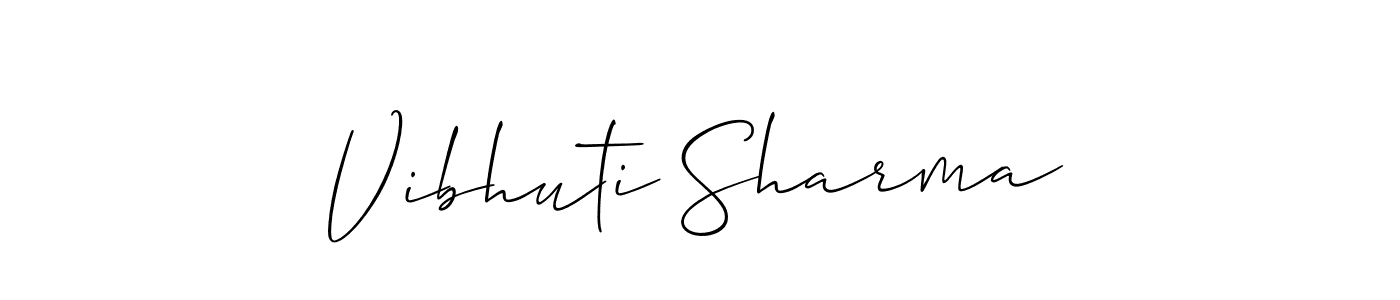 The best way (Allison_Script) to make a short signature is to pick only two or three words in your name. The name Vibhuti Sharma include a total of six letters. For converting this name. Vibhuti Sharma signature style 2 images and pictures png