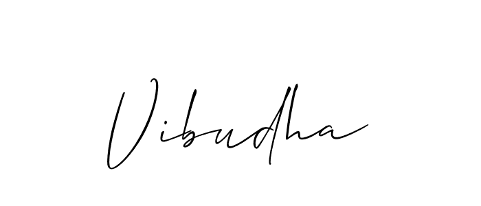 How to make Vibudha signature? Allison_Script is a professional autograph style. Create handwritten signature for Vibudha name. Vibudha signature style 2 images and pictures png