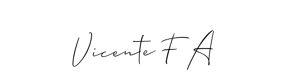 Make a beautiful signature design for name Vicente F A. With this signature (Allison_Script) style, you can create a handwritten signature for free. Vicente F A signature style 2 images and pictures png