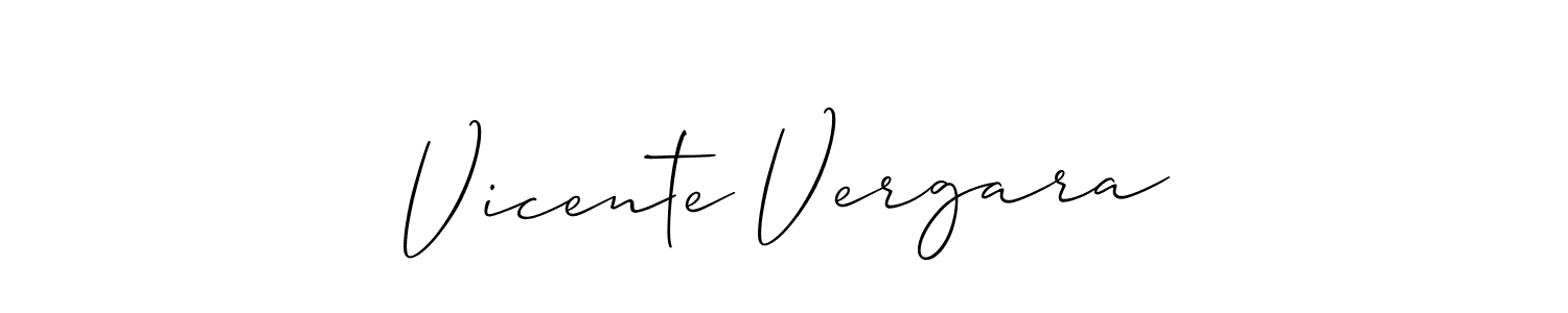 How to make Vicente Vergara name signature. Use Allison_Script style for creating short signs online. This is the latest handwritten sign. Vicente Vergara signature style 2 images and pictures png