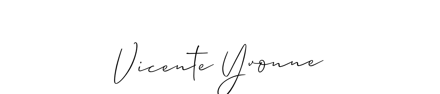 Allison_Script is a professional signature style that is perfect for those who want to add a touch of class to their signature. It is also a great choice for those who want to make their signature more unique. Get Vicente Yvonne name to fancy signature for free. Vicente Yvonne signature style 2 images and pictures png