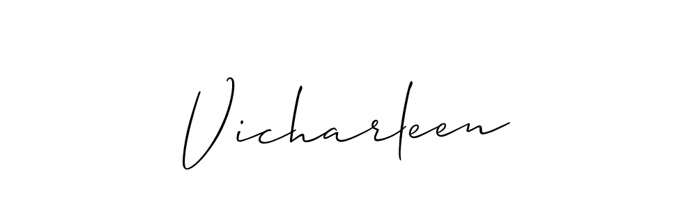 The best way (Allison_Script) to make a short signature is to pick only two or three words in your name. The name Vicharleen include a total of six letters. For converting this name. Vicharleen signature style 2 images and pictures png