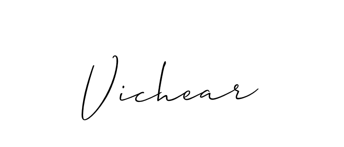 The best way (Allison_Script) to make a short signature is to pick only two or three words in your name. The name Vichear include a total of six letters. For converting this name. Vichear signature style 2 images and pictures png