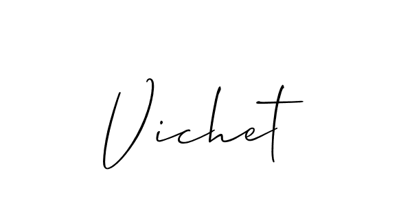 The best way (Allison_Script) to make a short signature is to pick only two or three words in your name. The name Vichet include a total of six letters. For converting this name. Vichet signature style 2 images and pictures png