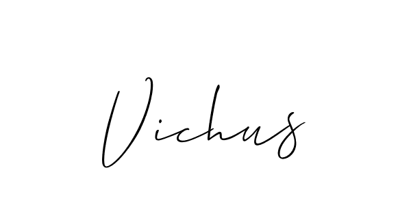 Use a signature maker to create a handwritten signature online. With this signature software, you can design (Allison_Script) your own signature for name Vichus. Vichus signature style 2 images and pictures png
