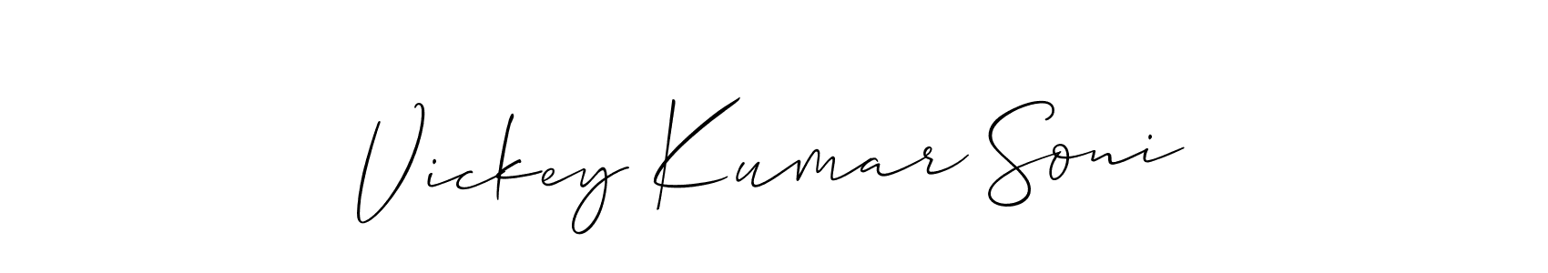 Make a beautiful signature design for name Vickey Kumar Soni. With this signature (Allison_Script) style, you can create a handwritten signature for free. Vickey Kumar Soni signature style 2 images and pictures png