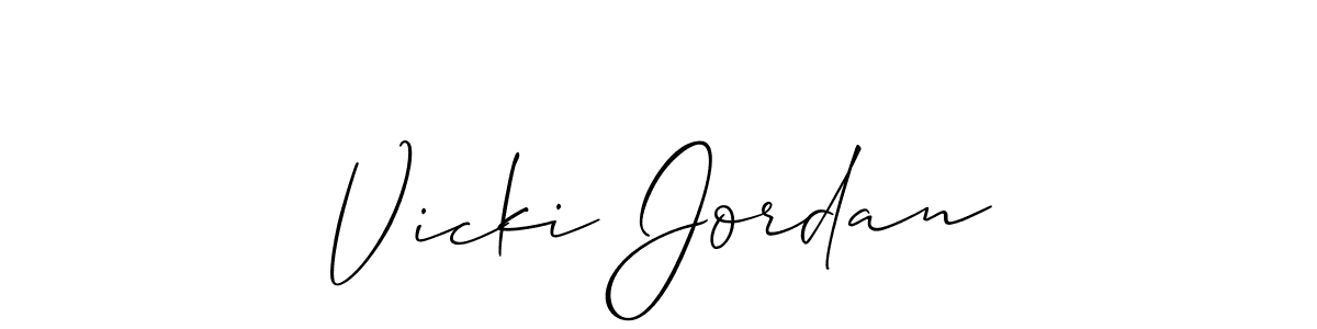 Make a beautiful signature design for name Vicki Jordan. With this signature (Allison_Script) style, you can create a handwritten signature for free. Vicki Jordan signature style 2 images and pictures png