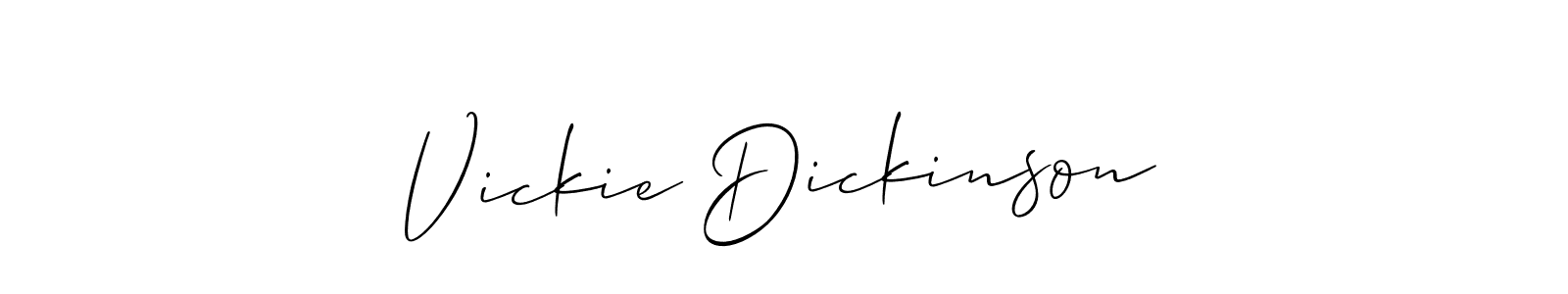 You should practise on your own different ways (Allison_Script) to write your name (Vickie Dickinson) in signature. don't let someone else do it for you. Vickie Dickinson signature style 2 images and pictures png