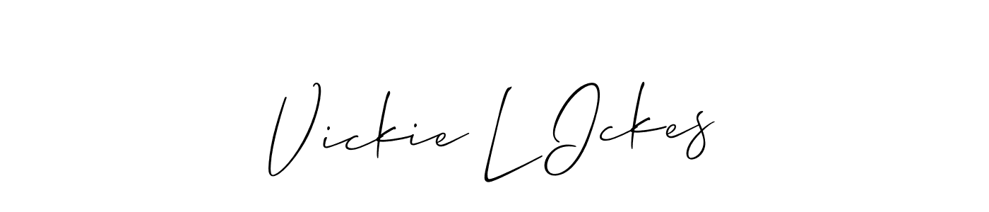 Create a beautiful signature design for name Vickie L Ickes. With this signature (Allison_Script) fonts, you can make a handwritten signature for free. Vickie L Ickes signature style 2 images and pictures png