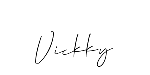 You should practise on your own different ways (Allison_Script) to write your name (Vickky) in signature. don't let someone else do it for you. Vickky signature style 2 images and pictures png