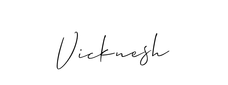 The best way (Allison_Script) to make a short signature is to pick only two or three words in your name. The name Vicknesh include a total of six letters. For converting this name. Vicknesh signature style 2 images and pictures png