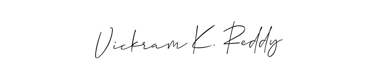 The best way (Allison_Script) to make a short signature is to pick only two or three words in your name. The name Vickram K. Reddy include a total of six letters. For converting this name. Vickram K. Reddy signature style 2 images and pictures png