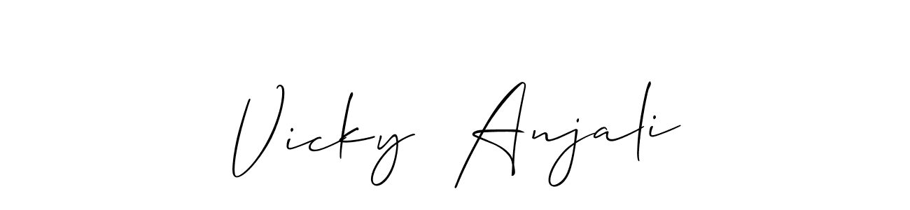 Check out images of Autograph of Vicky  Anjali name. Actor Vicky  Anjali Signature Style. Allison_Script is a professional sign style online. Vicky  Anjali signature style 2 images and pictures png