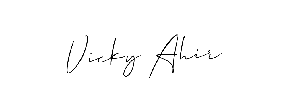 You should practise on your own different ways (Allison_Script) to write your name (Vicky Ahir) in signature. don't let someone else do it for you. Vicky Ahir signature style 2 images and pictures png