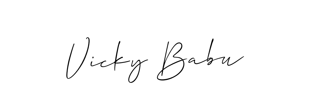 if you are searching for the best signature style for your name Vicky Babu. so please give up your signature search. here we have designed multiple signature styles  using Allison_Script. Vicky Babu signature style 2 images and pictures png