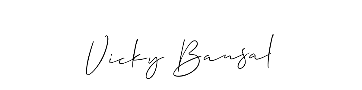 The best way (Allison_Script) to make a short signature is to pick only two or three words in your name. The name Vicky Bansal include a total of six letters. For converting this name. Vicky Bansal signature style 2 images and pictures png