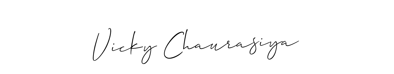 Similarly Allison_Script is the best handwritten signature design. Signature creator online .You can use it as an online autograph creator for name Vicky Chaurasiya. Vicky Chaurasiya signature style 2 images and pictures png