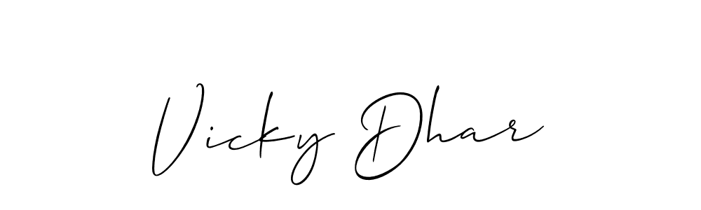 How to make Vicky Dhar name signature. Use Allison_Script style for creating short signs online. This is the latest handwritten sign. Vicky Dhar signature style 2 images and pictures png