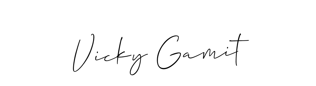 Vicky Gamit stylish signature style. Best Handwritten Sign (Allison_Script) for my name. Handwritten Signature Collection Ideas for my name Vicky Gamit. Vicky Gamit signature style 2 images and pictures png