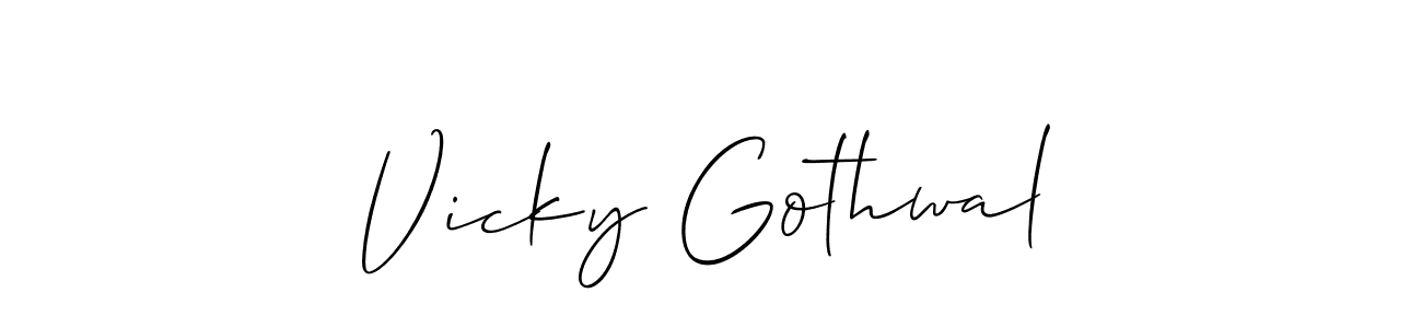 Vicky Gothwal stylish signature style. Best Handwritten Sign (Allison_Script) for my name. Handwritten Signature Collection Ideas for my name Vicky Gothwal. Vicky Gothwal signature style 2 images and pictures png