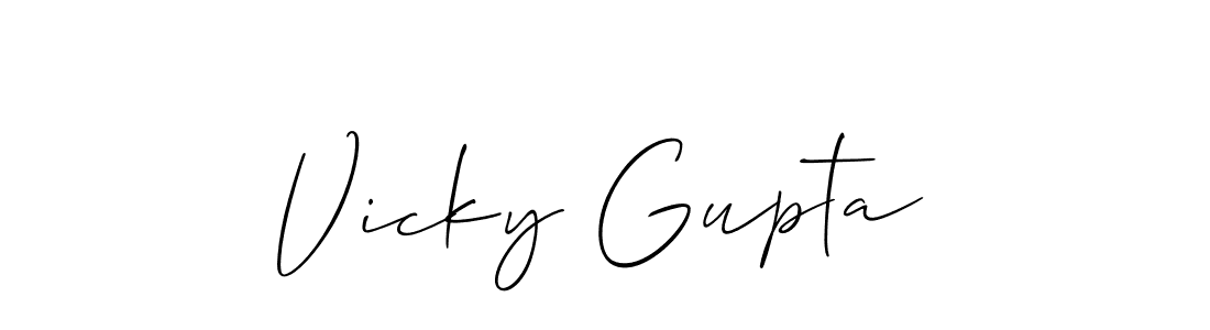 Make a beautiful signature design for name Vicky Gupta. With this signature (Allison_Script) style, you can create a handwritten signature for free. Vicky Gupta signature style 2 images and pictures png