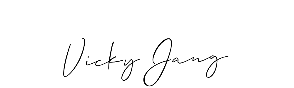 Create a beautiful signature design for name Vicky Jang. With this signature (Allison_Script) fonts, you can make a handwritten signature for free. Vicky Jang signature style 2 images and pictures png