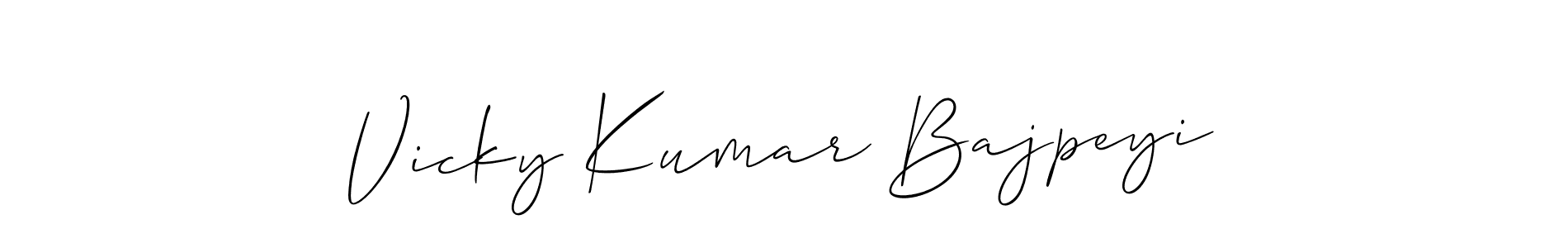 You should practise on your own different ways (Allison_Script) to write your name (Vicky Kumar Bajpeyi) in signature. don't let someone else do it for you. Vicky Kumar Bajpeyi signature style 2 images and pictures png