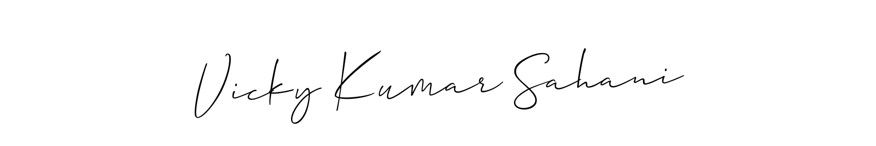 It looks lik you need a new signature style for name Vicky Kumar Sahani. Design unique handwritten (Allison_Script) signature with our free signature maker in just a few clicks. Vicky Kumar Sahani signature style 2 images and pictures png