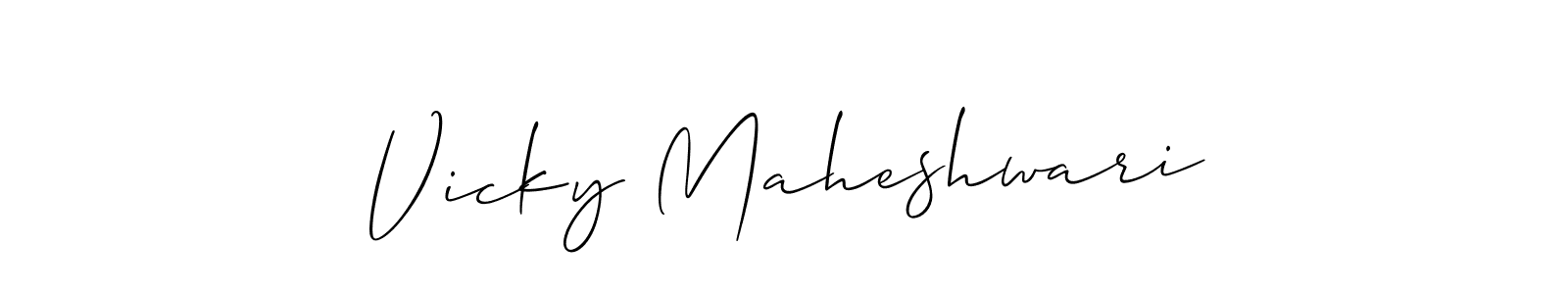 Also You can easily find your signature by using the search form. We will create Vicky Maheshwari name handwritten signature images for you free of cost using Allison_Script sign style. Vicky Maheshwari signature style 2 images and pictures png