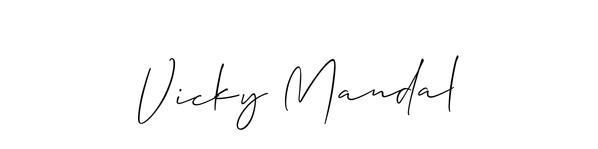 Make a beautiful signature design for name Vicky Mandal. With this signature (Allison_Script) style, you can create a handwritten signature for free. Vicky Mandal signature style 2 images and pictures png