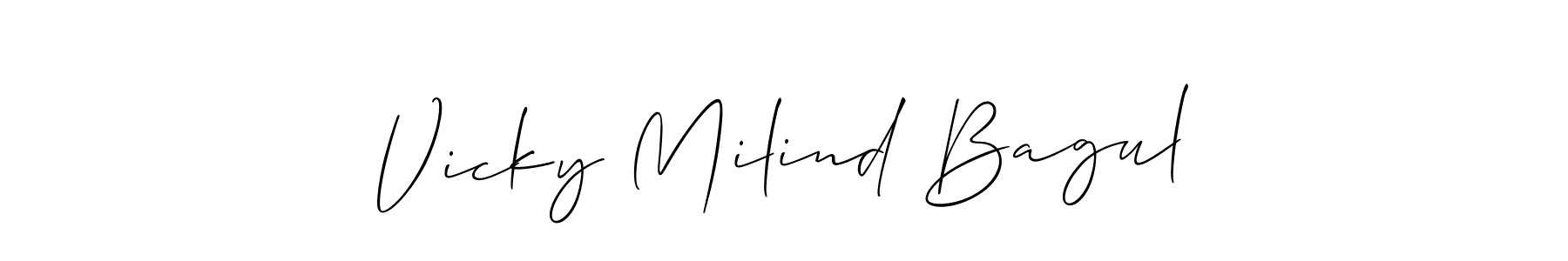You can use this online signature creator to create a handwritten signature for the name Vicky Milind Bagul. This is the best online autograph maker. Vicky Milind Bagul signature style 2 images and pictures png