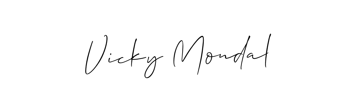 Use a signature maker to create a handwritten signature online. With this signature software, you can design (Allison_Script) your own signature for name Vicky Mondal. Vicky Mondal signature style 2 images and pictures png