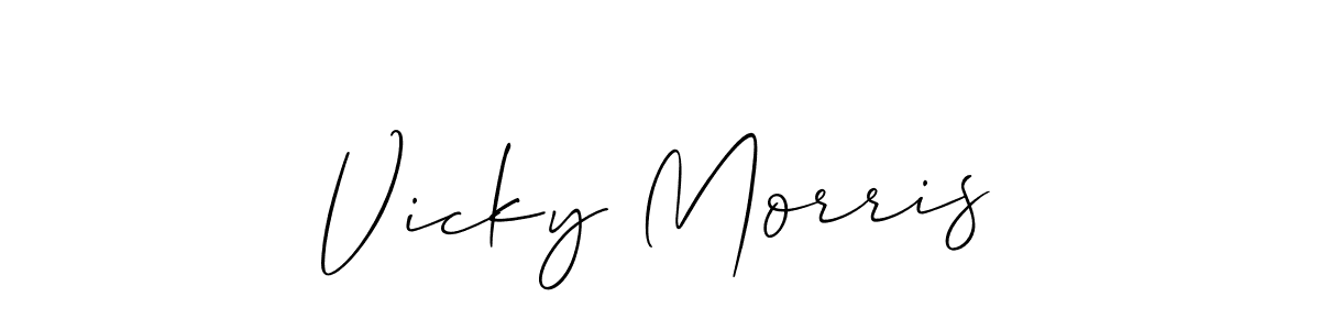 Create a beautiful signature design for name Vicky Morris. With this signature (Allison_Script) fonts, you can make a handwritten signature for free. Vicky Morris signature style 2 images and pictures png