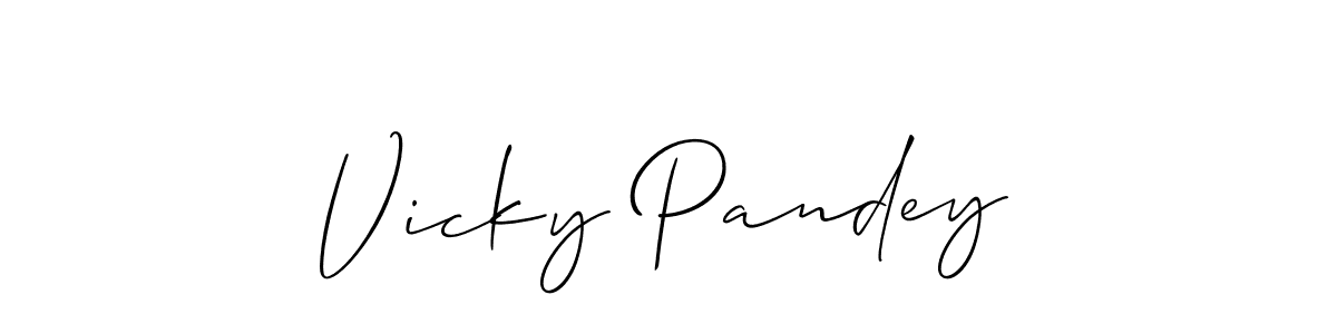 It looks lik you need a new signature style for name Vicky Pandey. Design unique handwritten (Allison_Script) signature with our free signature maker in just a few clicks. Vicky Pandey signature style 2 images and pictures png