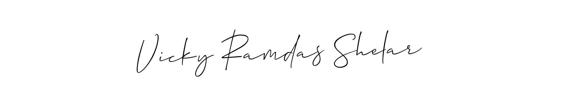 You should practise on your own different ways (Allison_Script) to write your name (Vicky Ramdas Shelar) in signature. don't let someone else do it for you. Vicky Ramdas Shelar signature style 2 images and pictures png