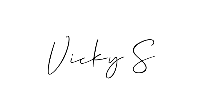 Make a beautiful signature design for name Vicky S. With this signature (Allison_Script) style, you can create a handwritten signature for free. Vicky S signature style 2 images and pictures png