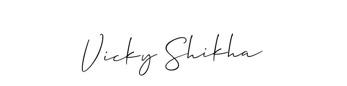 if you are searching for the best signature style for your name Vicky Shikha. so please give up your signature search. here we have designed multiple signature styles  using Allison_Script. Vicky Shikha signature style 2 images and pictures png