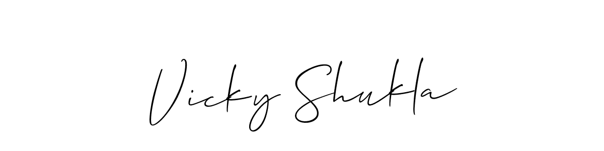 Create a beautiful signature design for name Vicky Shukla. With this signature (Allison_Script) fonts, you can make a handwritten signature for free. Vicky Shukla signature style 2 images and pictures png