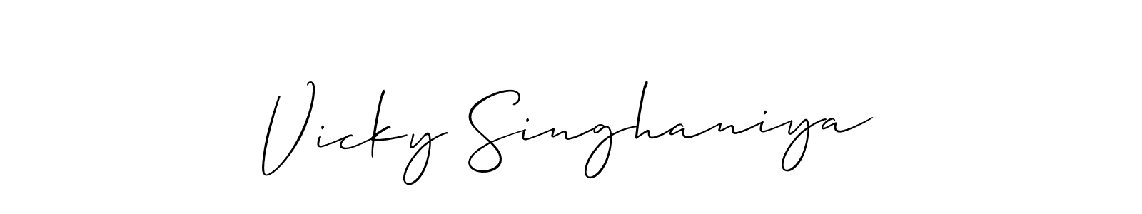 Use a signature maker to create a handwritten signature online. With this signature software, you can design (Allison_Script) your own signature for name Vicky Singhaniya. Vicky Singhaniya signature style 2 images and pictures png