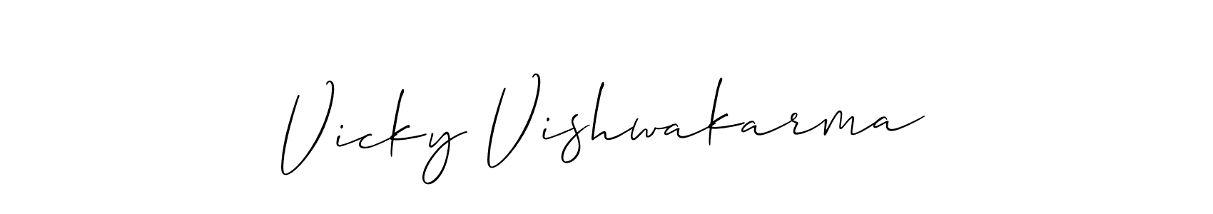 Make a beautiful signature design for name Vicky Vishwakarma. With this signature (Allison_Script) style, you can create a handwritten signature for free. Vicky Vishwakarma signature style 2 images and pictures png