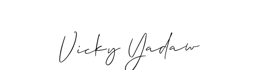Allison_Script is a professional signature style that is perfect for those who want to add a touch of class to their signature. It is also a great choice for those who want to make their signature more unique. Get Vicky Yadaw name to fancy signature for free. Vicky Yadaw signature style 2 images and pictures png