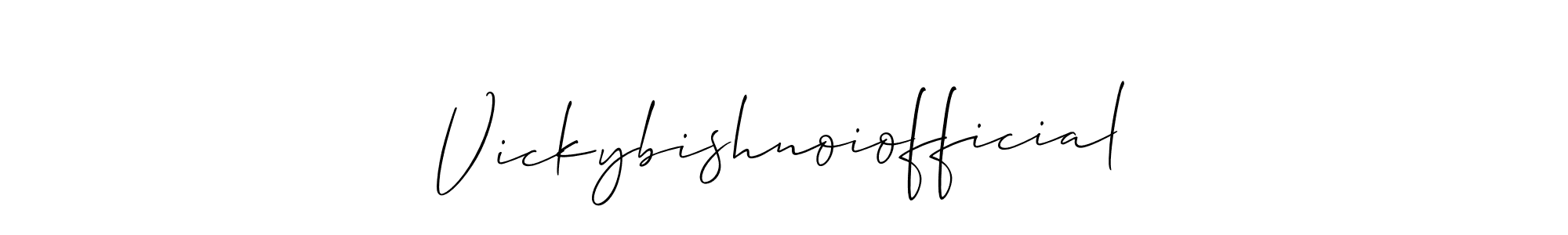 How to Draw Vickybishnoiofficial signature style? Allison_Script is a latest design signature styles for name Vickybishnoiofficial. Vickybishnoiofficial signature style 2 images and pictures png