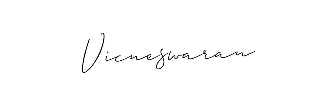 Make a beautiful signature design for name Vicneswaran. With this signature (Allison_Script) style, you can create a handwritten signature for free. Vicneswaran signature style 2 images and pictures png