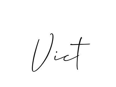 Make a beautiful signature design for name Vict. With this signature (Allison_Script) style, you can create a handwritten signature for free. Vict signature style 2 images and pictures png