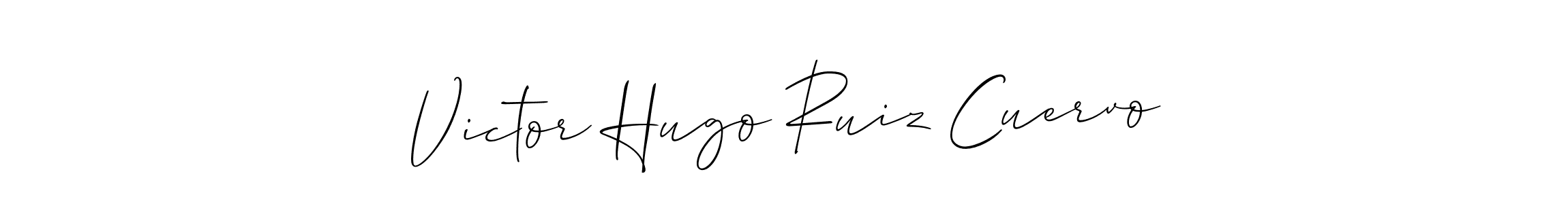 if you are searching for the best signature style for your name Victor Hugo Ruiz Cuervo. so please give up your signature search. here we have designed multiple signature styles  using Allison_Script. Victor Hugo Ruiz Cuervo signature style 2 images and pictures png