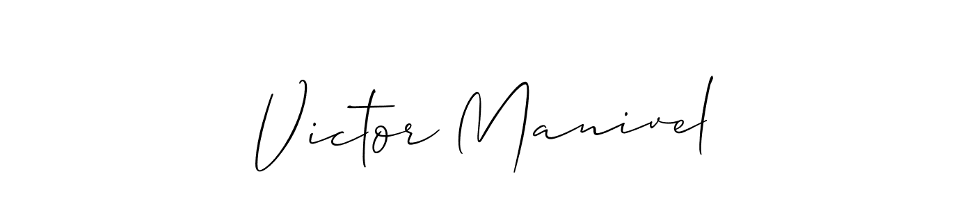 The best way (Allison_Script) to make a short signature is to pick only two or three words in your name. The name Victor Manivel include a total of six letters. For converting this name. Victor Manivel signature style 2 images and pictures png