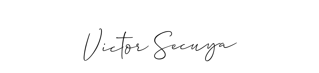 How to make Victor Secuya name signature. Use Allison_Script style for creating short signs online. This is the latest handwritten sign. Victor Secuya signature style 2 images and pictures png
